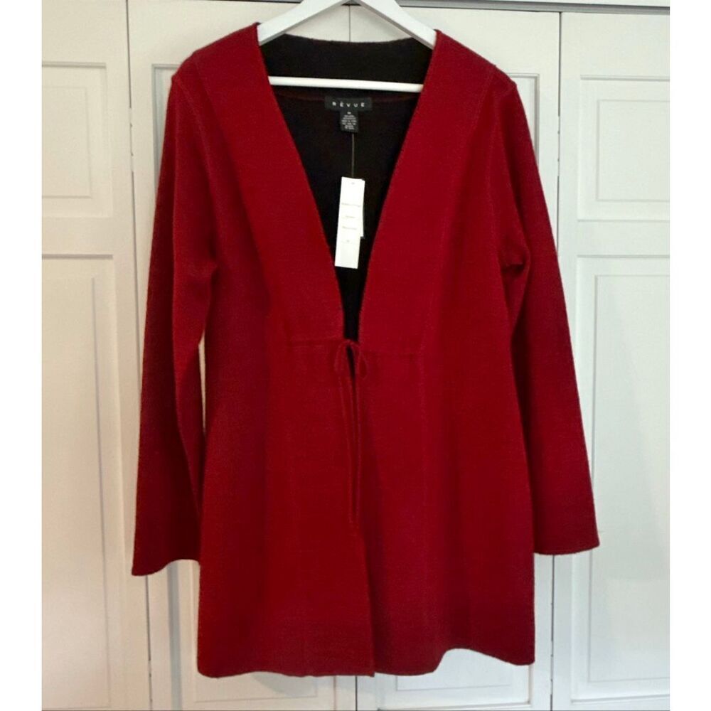 Revue NWT red reversible wool tie front cardigan … - image 8